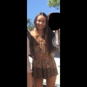 Patterned off the shoulder romper